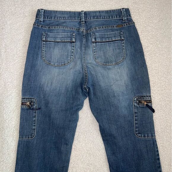 Simply Vera Vera Wang Jean Capris Size 10 Blue Zippered Pockets Utility - Picture 3 of 14